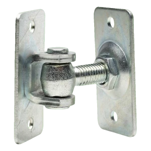 Justerbart hængsel M12 dobbeltsidet skruemont – grundplade 74×38 mm til porte og låger