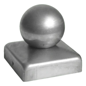 Stålhat til hegnsstolpe 100×100 mm med kugle ø 60 mm – rå