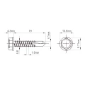 Selvborende skrue DIN 7504 K 4.8x19 mm – rustfrit stål A2, sekskantshoved med flange 001-923 (2)