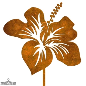 Havepind – havedekoration Hibiscus i corten-stål 19×97 cm