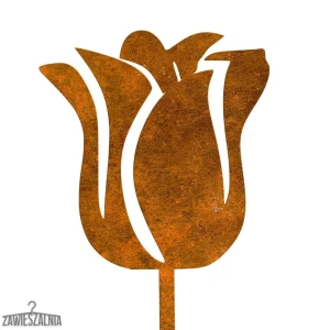 Havestativ – dekorativ havepind rusty tulipan i corten-stål 14×95 cm