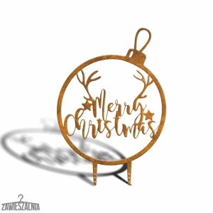 Zawieszalnia – havepynt Julekugle Merry Christmas XL 77 cm i corten-stål