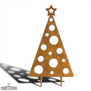 Ophængsholder – dekorativ havejuletræ XXL 92 cm i corten-stål, prikket mønster