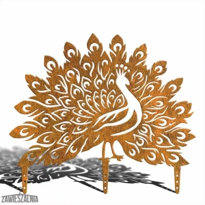 Havepynt – Påfuglehale XL haveskjold af corten-stål 60×52 cm