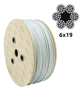 Galvaniseret stålwire Ø8,0 mm 6×19 med fiberkerne FC – salg pr. meter