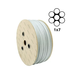 Galvaniseret stålwire Ø1,0 mm 1×7 enkeltslået – salg pr. meter