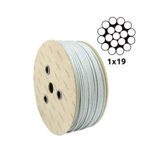 Galvaniseret stålwire Ø2,0 mm enkeltslået 1×19 – salg pr. meter