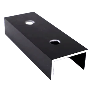 Forbindelseselement til PV-monteringsprofil, anodiseret sort aluminium, 120 mm, U-profil 25×45