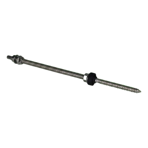 Dobbeltgevindskrue M10×300 mm A2 til PV-adaptere og trekanter med EPDM-pakning