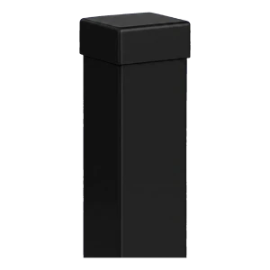 Stålhegnsstolpe 80×80 mm sort RAL 9005 – 2,0 m med topkapsel