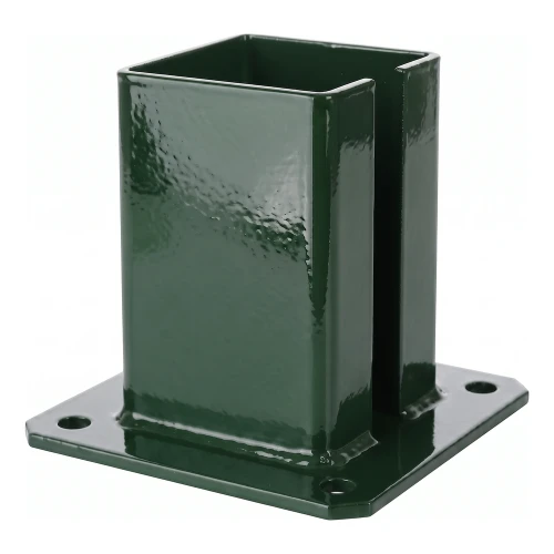 Stalfodplade til hegns- og portstolpe 100×100 mm gron RAL 6005 000-791 (1)
