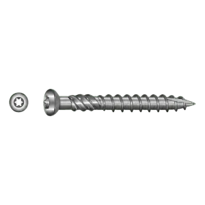 Terrasseskrue i rustfrit stål A2 TX25 5,0×40 mm – hoved med fræseribber – karton med 100 stk.