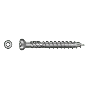 Terrasseskrue i rustfrit stål C1 (AISI 410) TX25 5,0×40 mm – hoved med fræseribber – karton med 100 stk.