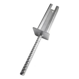Base til panelstolpe 60×40 mm med Ø20 mm stang – galvaniseret