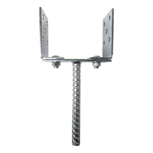 Justerbar stolpebeslag med stang 0–165 mm – stang 190 mm, galvaniseret