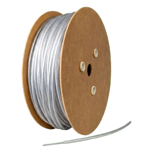 Galvaniseret ståltov med PVC-belægning Ø10 mm, farveløs, kerne Ø8,0 mm (6x19) — pr. meter