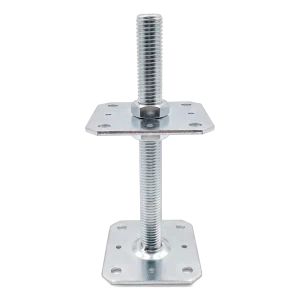 Justerbar stolpebærer 110×110 mm, M24-gevind – højde 250 mm, galvaniseret