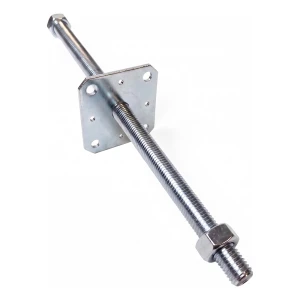 Justerbar stolpesko 110×110 mm, gevind M24 – højde 500 mm, galvaniseret