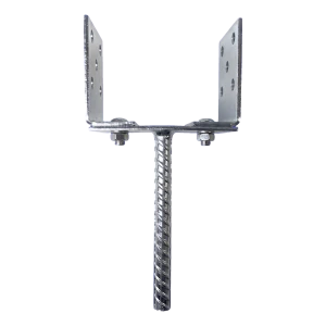 Justerbar stolpesko med stang 0–125 mm – stang 190 mm, plade 3 mm, sølvfarvet forzinkning