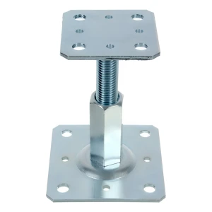 Justerbar stolpesko 110×80 mm, gevind M20 – højde 90–150 mm, galvaniseret