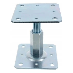 Justerbar stolpesko 80×80 mm, gevind M20 – højde 90–150 mm, forzinket