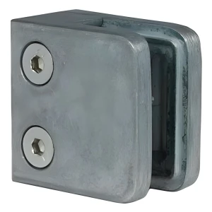 Glasholder 45x45x26 mm, glas 6-10,76 mm, zamak, fladt system, rå
