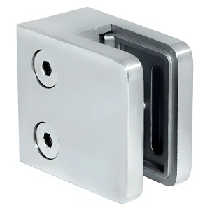 Glasholder 45x45x26 mm, glas 6-10,76 mm, AISI 304, fladt system, satin