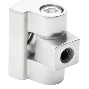 Hængsel 180° til glasmontering 45 x 45 x 26 mm fladt system AISI304, satin