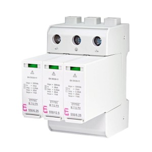 ETI Overspenningsbeskytter PV DC Type 1+2 (Klasse B+C) 1100V 3P 20kA 3,8kV