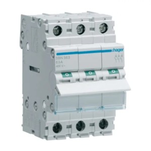 Isolationsafbryder 3-faset 3P 63A 400V AC SBN363 HAGER