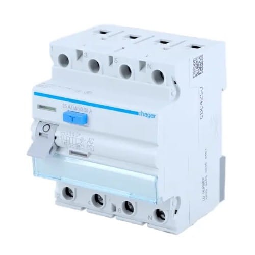 Fejlstrømsafbryder 3P+N 25A 30mA AC type CDC425J HAGER GPV-401-79