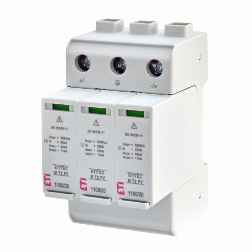 ETI PV DC-overspændingsafleder type 2 (klasse C) 1100V 3P 20kA 3,8kV GPV-401-135