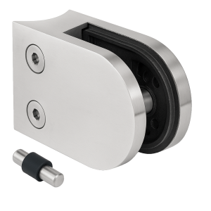 Glasholder 50x40x26 mm med pin, glas 6-10,76 mm, AISI 304, system 42,4 mm, satin