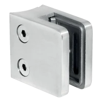 Rektangulær glasholder 45x45x26 mm. glas 6-10,76 mm, AISI 304, system 42,4 mm, finish poleret