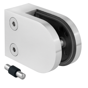 Glasholder 50x40x26 mm. pin, glas 6-10,76 mm, AISI 304, fladt system, satin