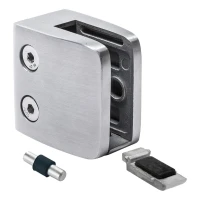 Glasholder 8-12,76 mm 52x52x32 mm beslag og pin AISI 304 fladt system satin