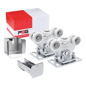 Pakke med løbevogne med 5 plastikruller KIT til selvbærende skydeporte med tilbehør