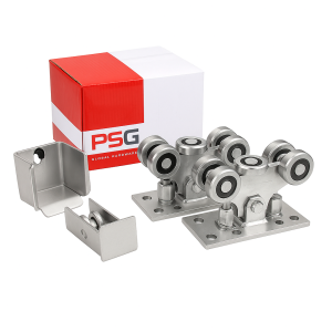 Pakke med løbevogne med 5 ruller til selvbærende skydeporte med tilbehør