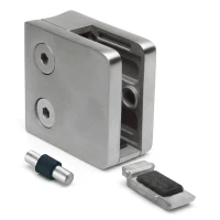 Glasholder 6-10,76 mm 45x45x26 mm beslag og pin AISI 304 system 42,4 mm blank