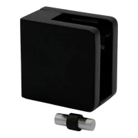 Glasholder 45x45x26 mm til flad overflade med beslag sort