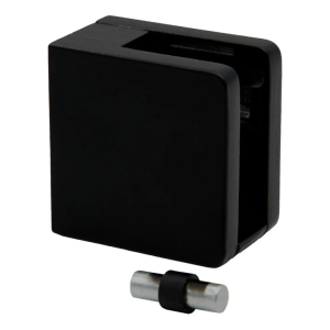 Glasholder 45x45x26 mm til flad overflade med beslag sort