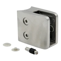 Glasholder 8-12,76 mm 52x52x32 mm beslag og pin AISI 304 system 42,4 mm satin