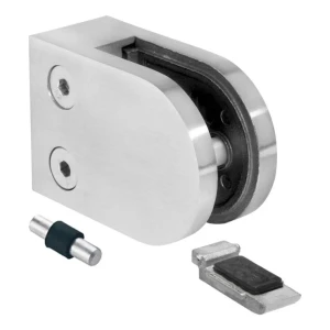 Glasholder 6-12,76 mm 63x45x30 mm beslag og pin AISI 304 fladt system satin