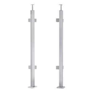 Hjørne gelænderstolpe 40x40x1060/1100mm 4 glasbeslag AISI 304