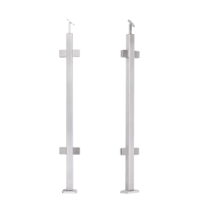 Mellemliggende gelænderstolpe 40x40x1060/1100mm 4 glasbeslag AISI 304