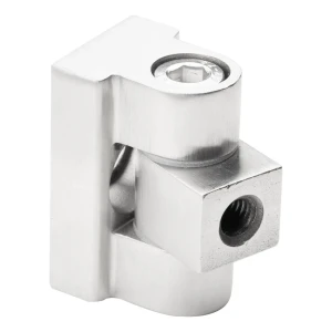 Hængsel 180° til glasmontering 45 x 45 x 26 mm fladt system AISI304, satin