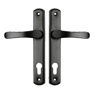 YALE dørhåndtag med skilt biskuit sort – afstand 90 mm