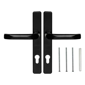 Sort dørhåndtag med rektangulært skilt 90 mm – aluminium/zink H247