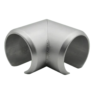 Kozza – 90° knæ til rundformet aluminium håndløbsrør Ø 40 mm, mat anodiseret