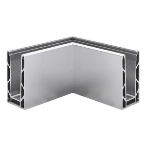 Kozza KE100 – U-profil udvendig hjørne 90° til heldækket glasværn, aluminium, mat anodisering